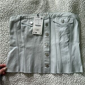 Zara Gray Crop Top Casual Essential